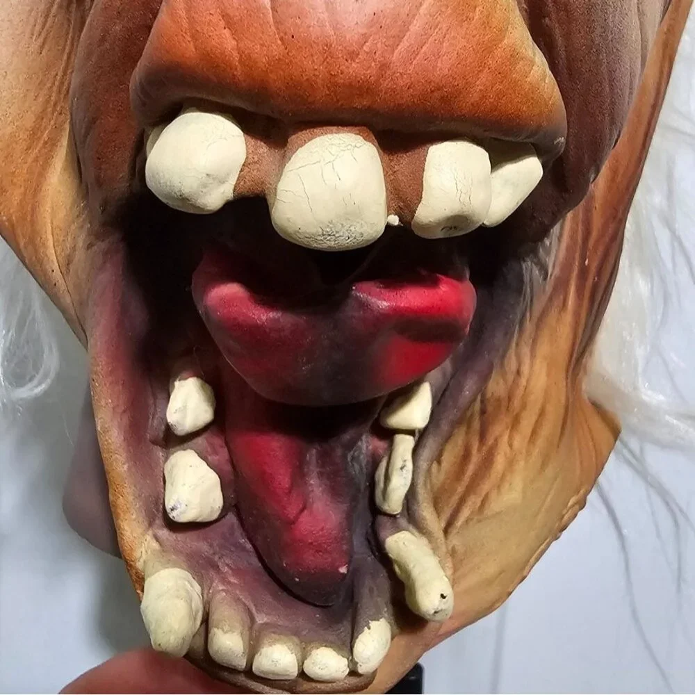 Vintage Topstone Old Man Mask Wig White Hair Tongue Granpa Don Post Danbury CT
